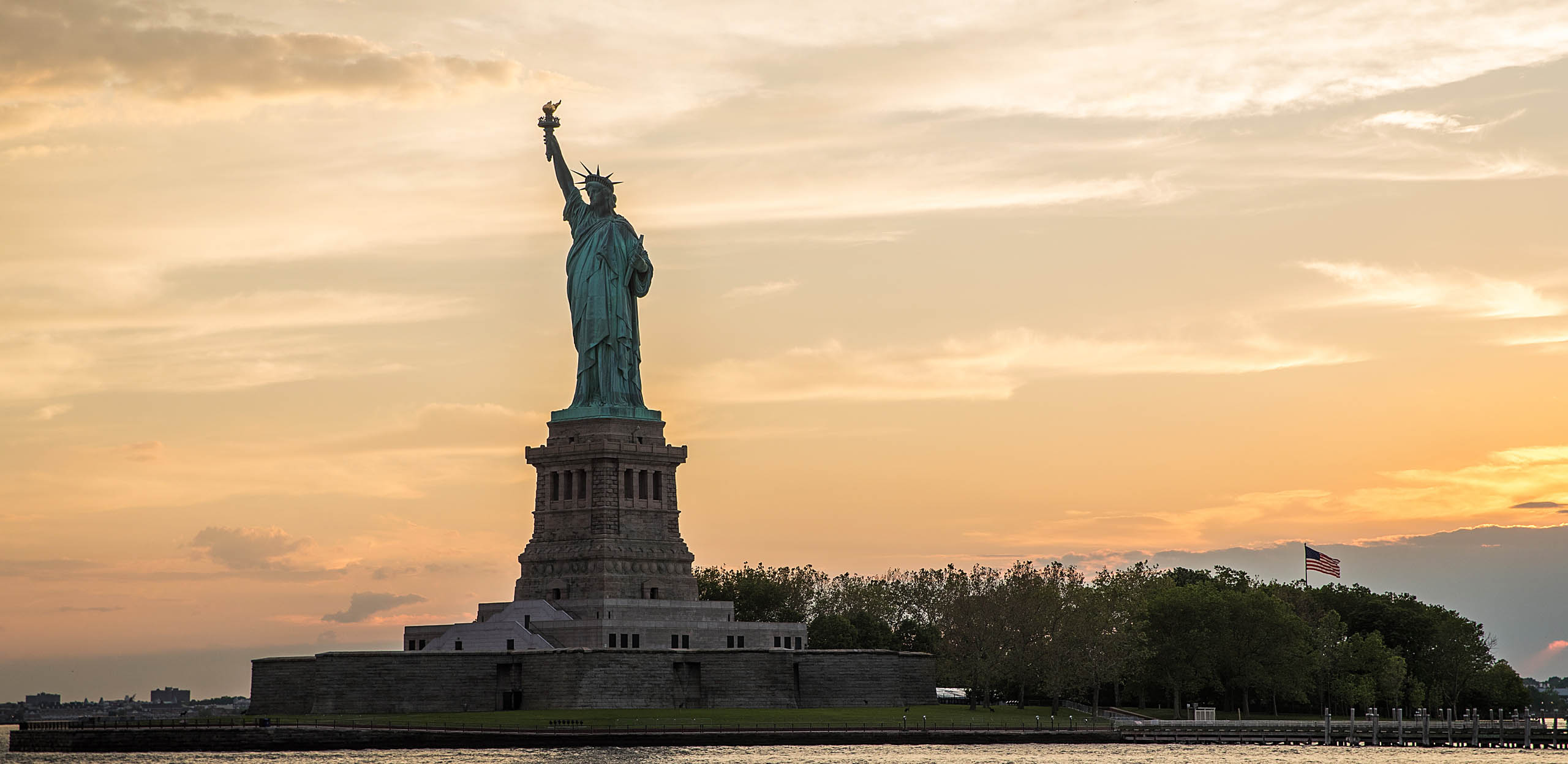 Statue of Liberty at sunset
